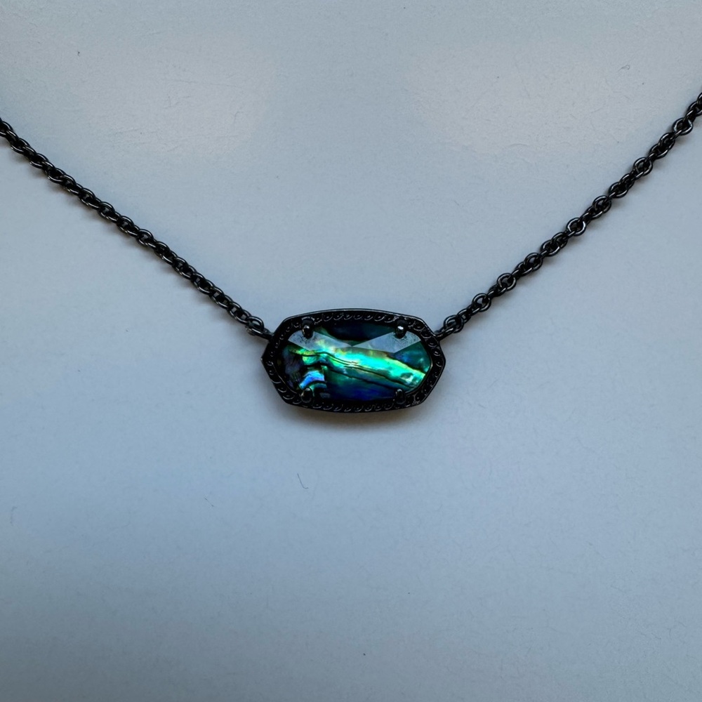 Kendra Scott Elisa Necklace in Abalone and Gunmetal